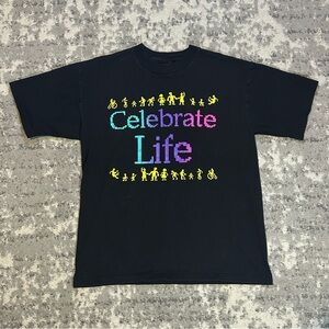 Vintage 90s Habitat Celebrate Life Single Stitch Humanity Tee